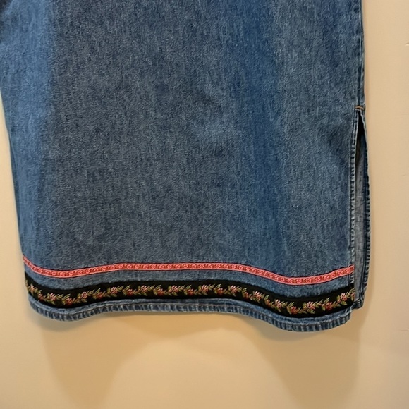 Studio Ease Denim Dress Sleeveless Blue Jean Maxi Ribbon Trim Women’s 16W - Picture 2 of 10